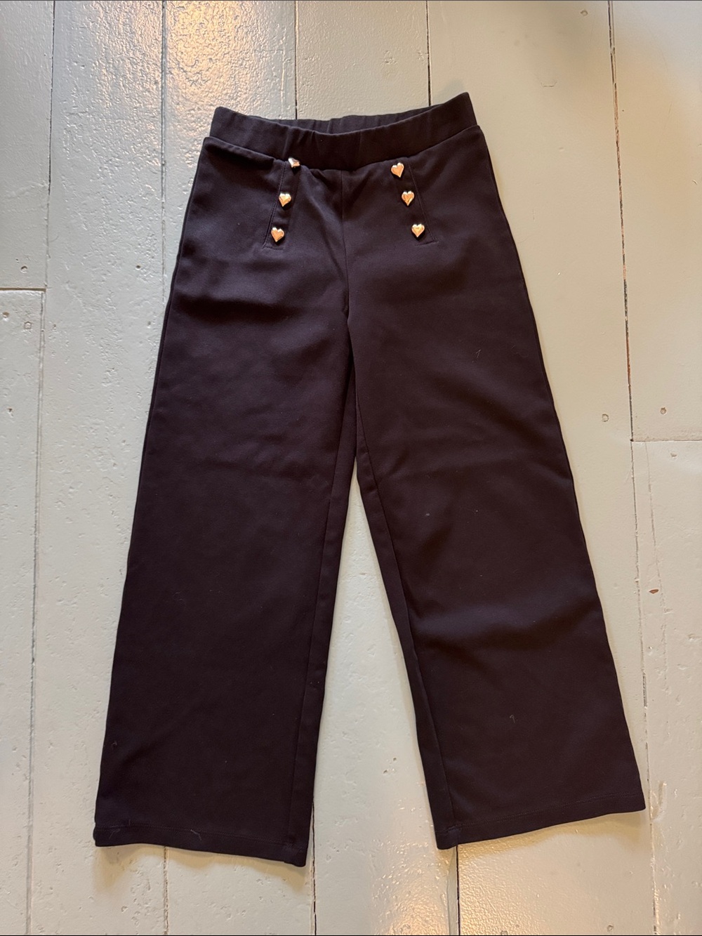 Old navy Kids Black Wide-Leg Bottoms with Heart Accent size large